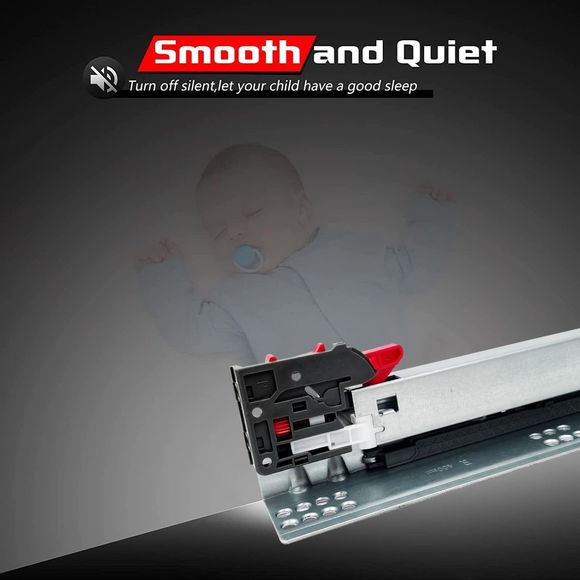 22" Bottom Mount Soft Close Drawer Slides Full Extension 80lb Load 22 inch - Picture 3 of 11